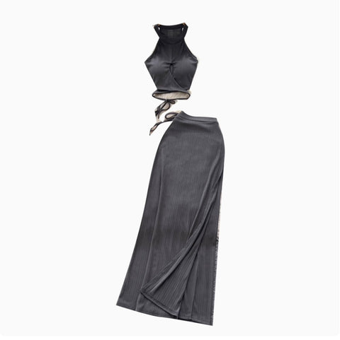 Halter Top & Drawstring Skirt 2Pcs