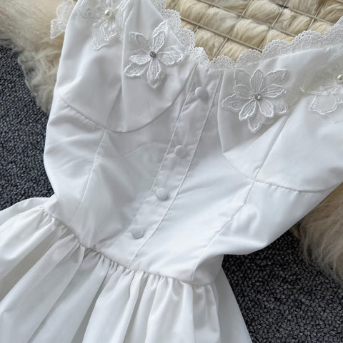 Lace Camisole & Skirt White 2Pcs