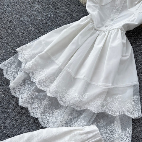 Lace Camisole & Skirt White 2Pcs