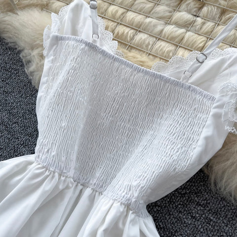 Lace Camisole & Skirt White 2Pcs