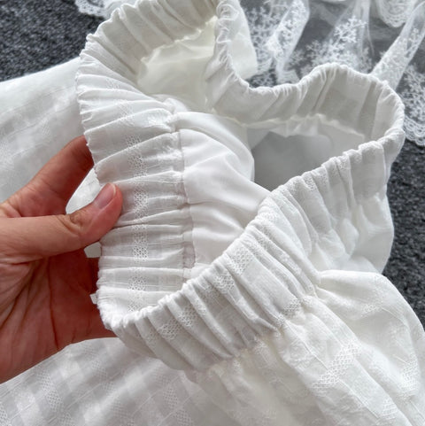 Lace Camisole & Skirt White 2Pcs