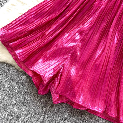 V-neck Top & Wide-leg Shorts 2Pcs