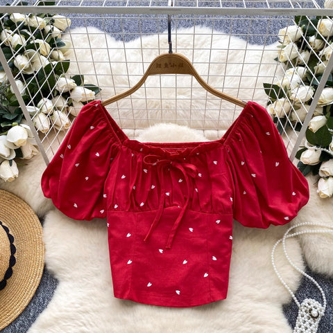 Sweetie Puffy Sleeve Printed Shirt