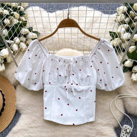 Sweetie Puffy Sleeve Printed Shirt