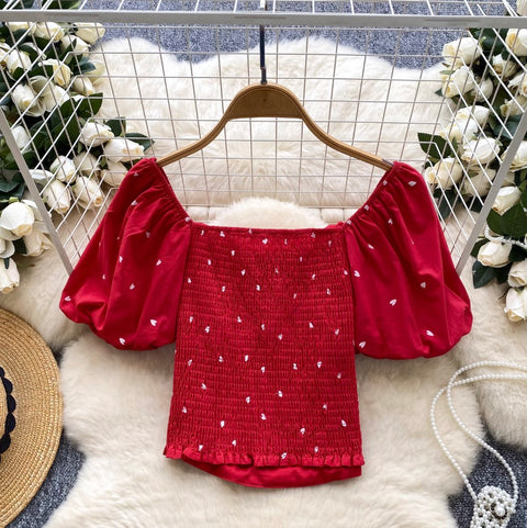 Sweetie Puffy Sleeve Printed Shirt