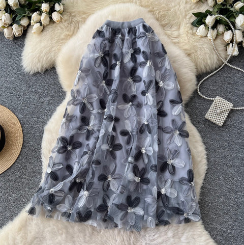Fairy 3D Floral Mesh Half-body Skirt