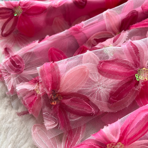 Fairy 3D Floral Mesh Half-body Skirt