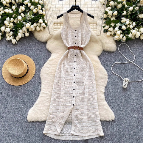 Korean Style Crochet Cardigan Dress