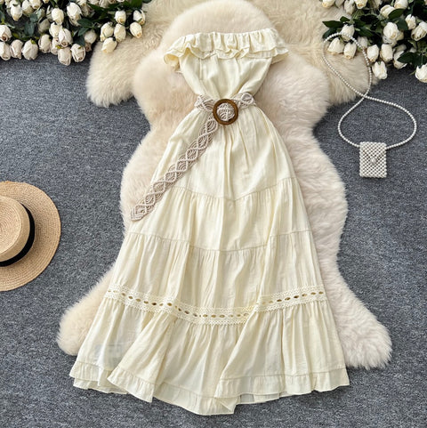 Niche Ruffled Patchwork Bustier Dress