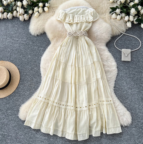 Niche Ruffled Patchwork Bustier Dress