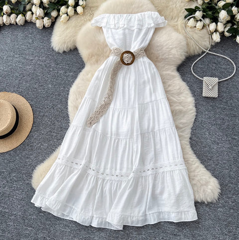 Niche Ruffled Patchwork Bustier Dress