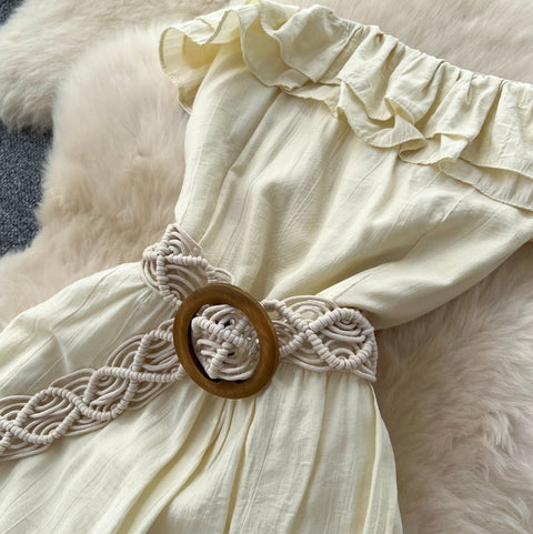 Niche Ruffled Patchwork Bustier Dress