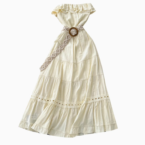 Niche Ruffled Patchwork Bustier Dress