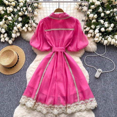 Courtly Lace Patchwork Shirt Dress