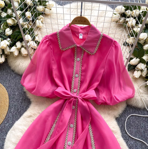 Courtly Lace Patchwork Shirt Dress