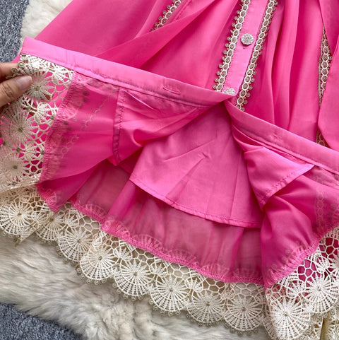 Courtly Lace Patchwork Shirt Dress