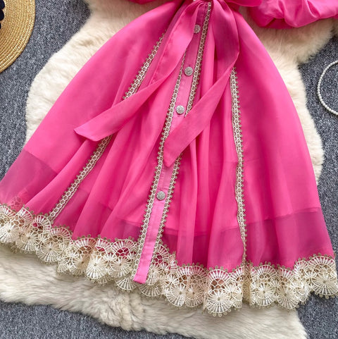 Courtly Lace Patchwork Shirt Dress