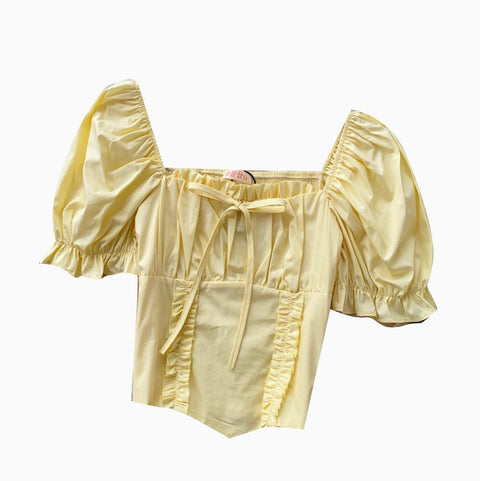 Square Neckline Puffy Sleeve Top