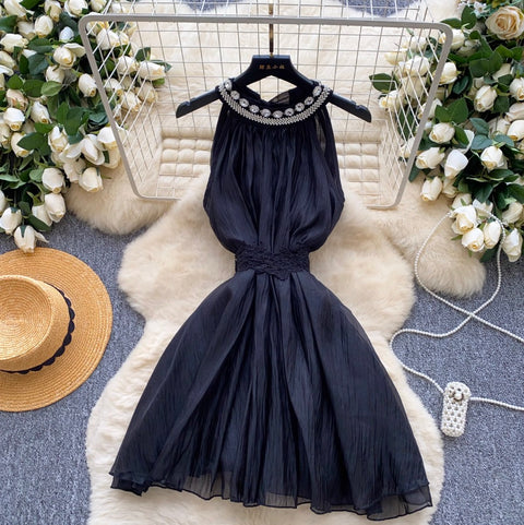 Rhinestone Studded Puffy Mesh Dress