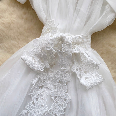 Rhinestone Studded Puffy Mesh Dress