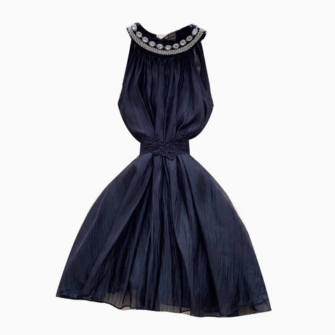 Rhinestone Studded Puffy Mesh Dress