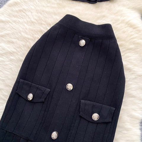 Cardigan Vest & Split Skirt Knit 2Pcs