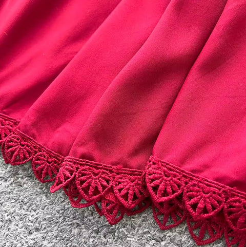 Courtly Hollowed Crochet Shirt & Skirt 2Pcs