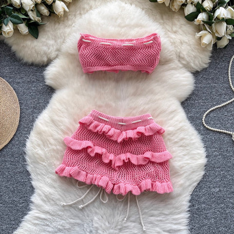 Cutie Tank Top & Hollowed Shorts 2Pcs