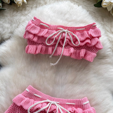 Cutie Tank Top & Hollowed Shorts 2Pcs