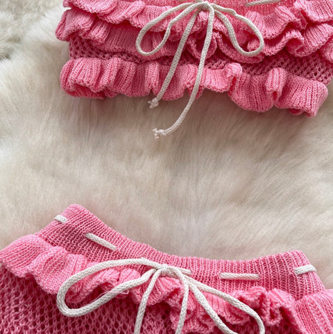 Cutie Tank Top & Hollowed Shorts 2Pcs