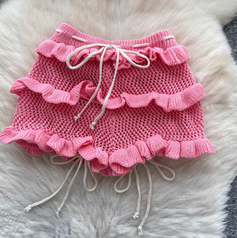 Cutie Tank Top & Hollowed Shorts 2Pcs