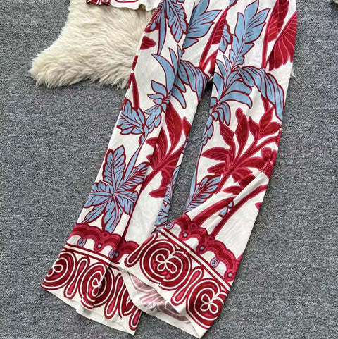 Casual Printed Shirt & Trousers 2Pcs
