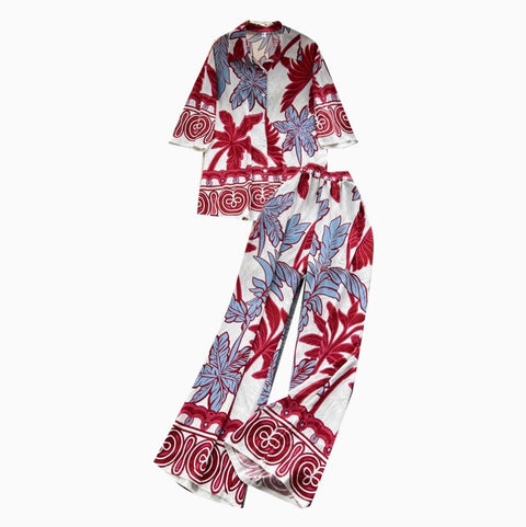 Casual Printed Shirt & Trousers 2Pcs