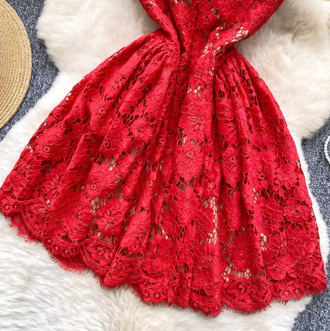 High-end Embroidery Lace Sleeveless Dress