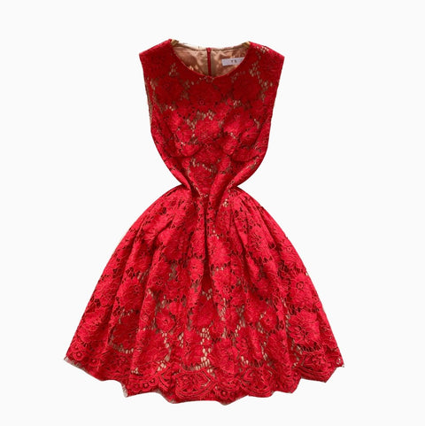 High-end Embroidery Lace Sleeveless Dress