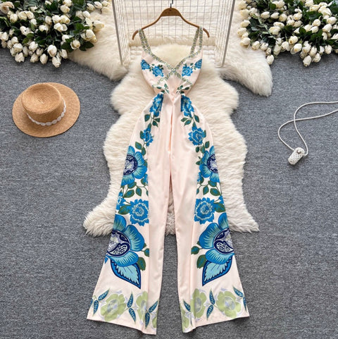 Vacation Floral Printed Slip Jumpsuit