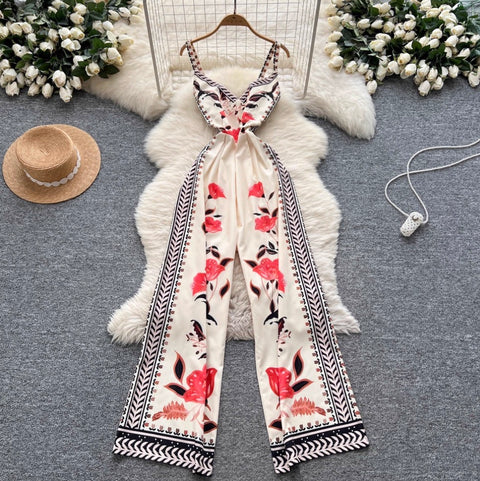 Vacation Floral Printed Slip Jumpsuit