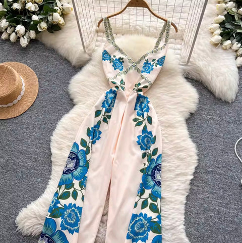 Vacation Floral Printed Slip Jumpsuit