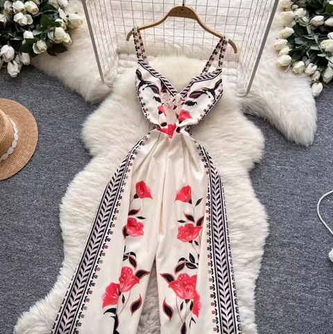 Vacation Floral Printed Slip Jumpsuit