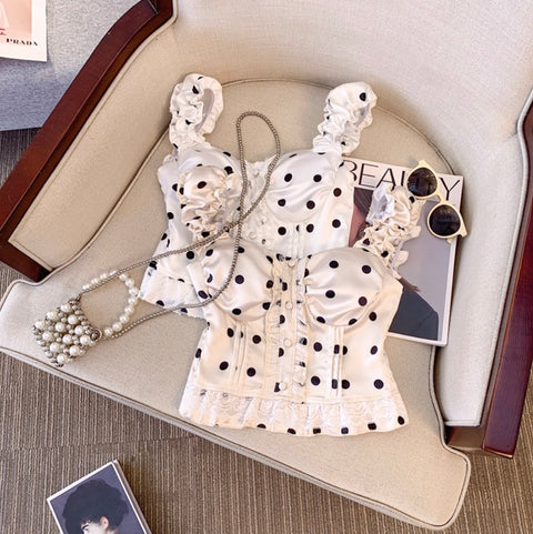 Chic Polka Dot Ruffled Top