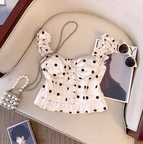 Chic Polka Dot Ruffled Top