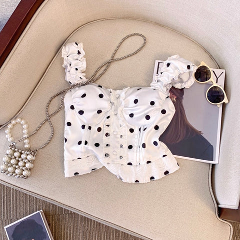 Chic Polka Dot Ruffled Top