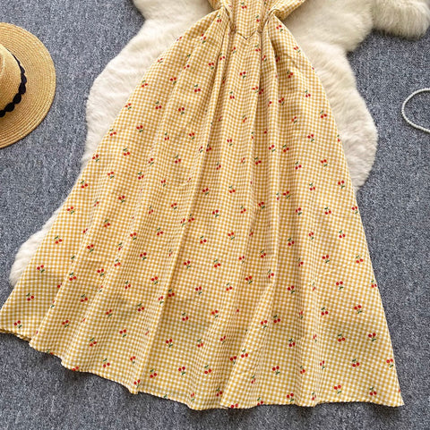 Sweetie Lace Trim Plaid Slip Dress