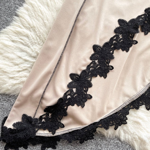 Irregular Design Lace Patchwork Slip Dress