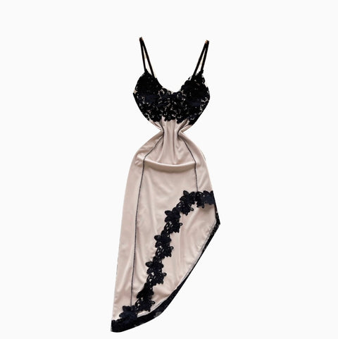 Irregular Design Lace Patchwork Slip Dress