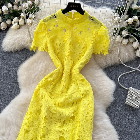 Floral Crochet Lace Fishtail Dress