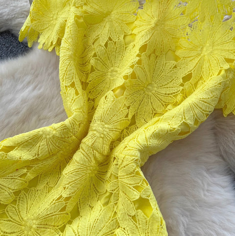 Floral Crochet Lace Fishtail Dress