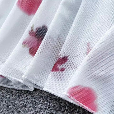 Elegant Printed Fishtail White Dress