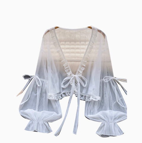 Sweetie Flared Sleeve Sunscreen Chiffon Top