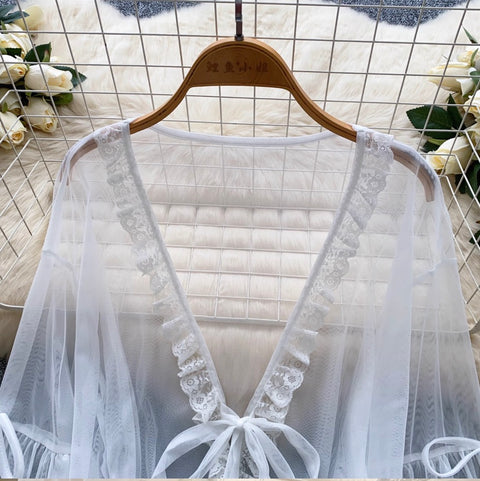 Sweetie Flared Sleeve Sunscreen Chiffon Top